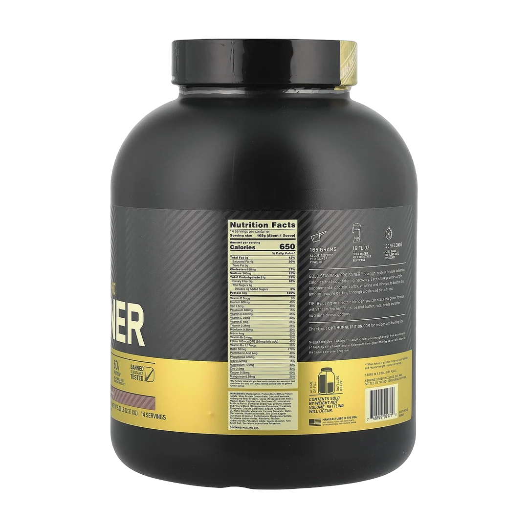 Optimum Nutrition, Gold Standard® Pro Gainer, Double Chocolate, 5.09 lb (2.31 kg)