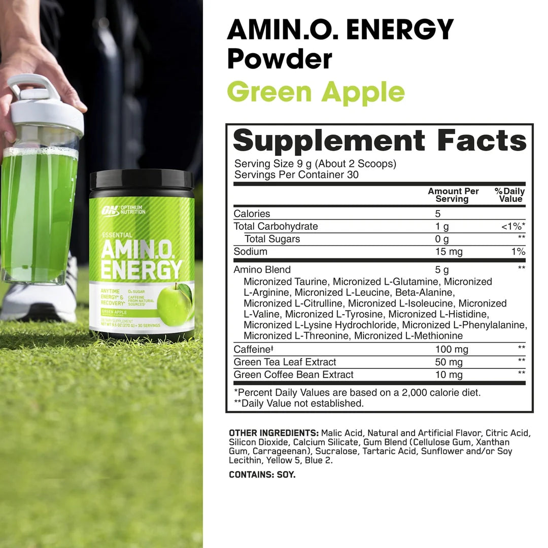 Optimum Nutrition, Essential Amin.O. Energy, Green Apple, 9.5 oz (270 g)