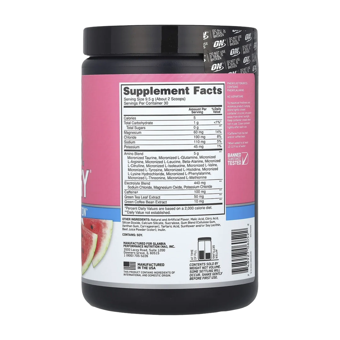 Optimum Nutrition, Essential Amin.O. Energy®, Watermelon Splash, 10.05 oz (285 g)