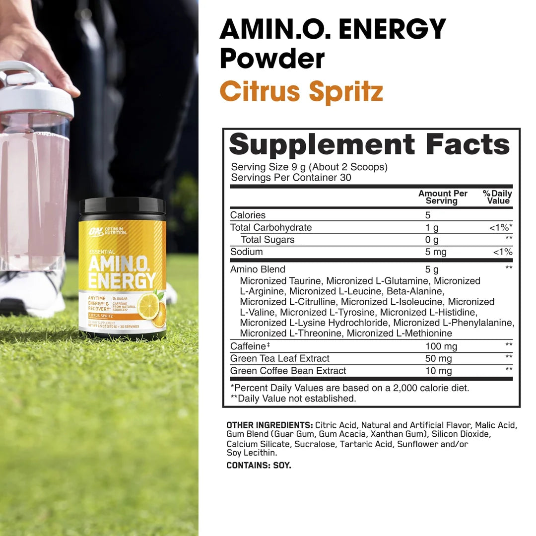 Optimum Nutrition, Essential Amin.O. Energy®, Citrus Spritz, 9.5 oz (270 g)