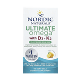 Nordic Naturals, Ultimate Omega®, Plant-Based With D3 + K2, Lemon, 60 Soft Gels