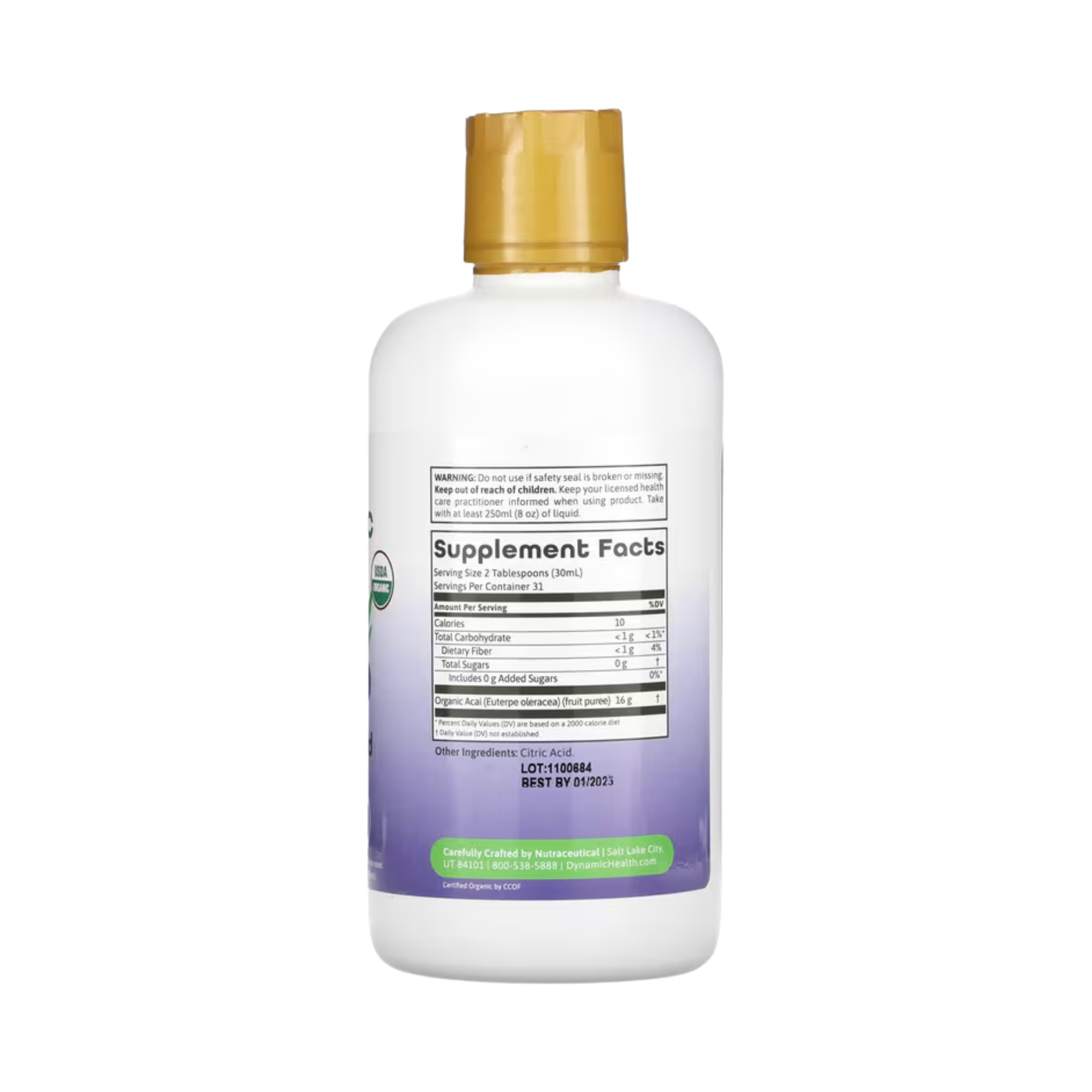 Dynamic Health, Certified Organic Acai Gold , 32 fl oz, 946 ml