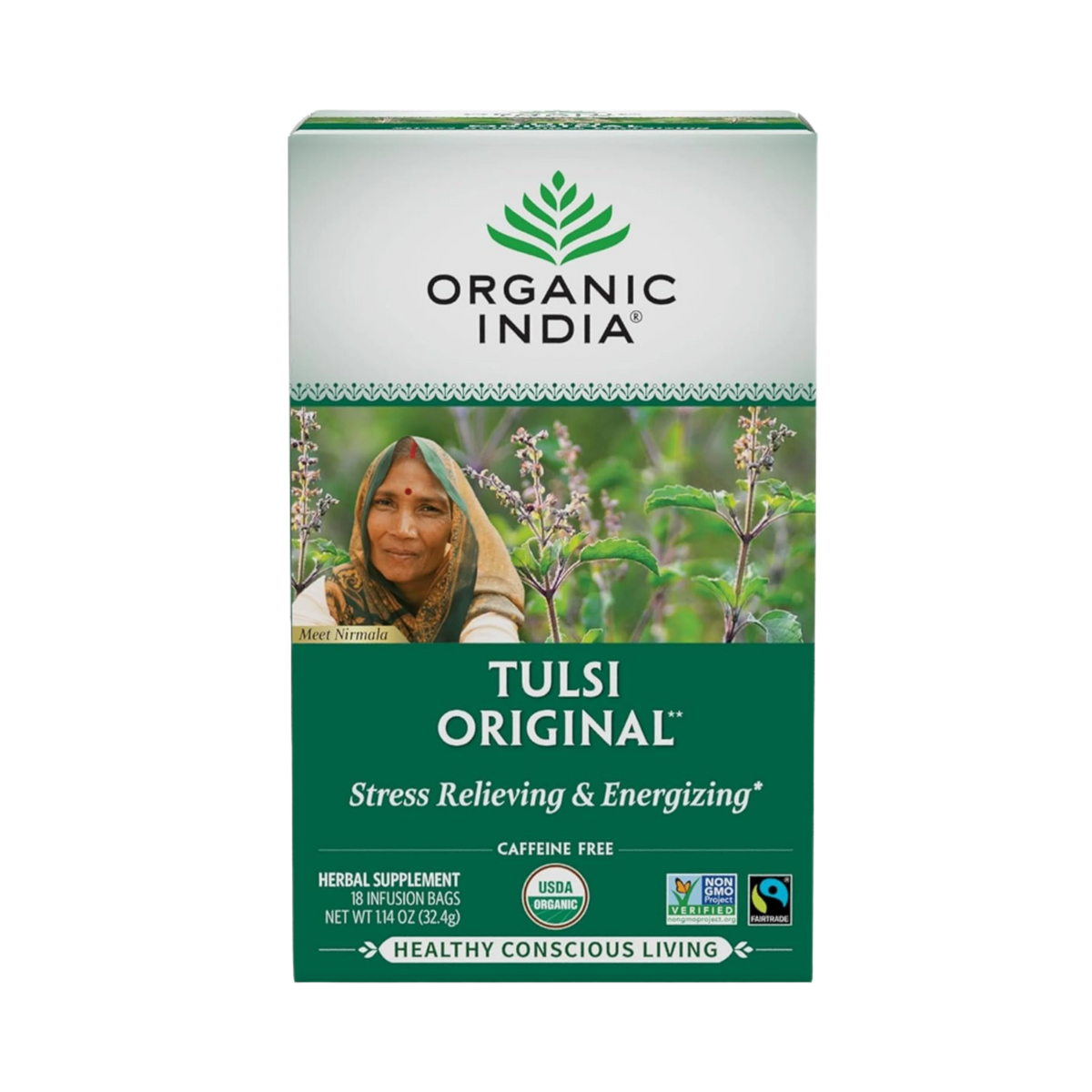 Organic India, Tulsi Tea, Original, Caffeine-Free, 18 Infusion Bags, 1.14 Oz