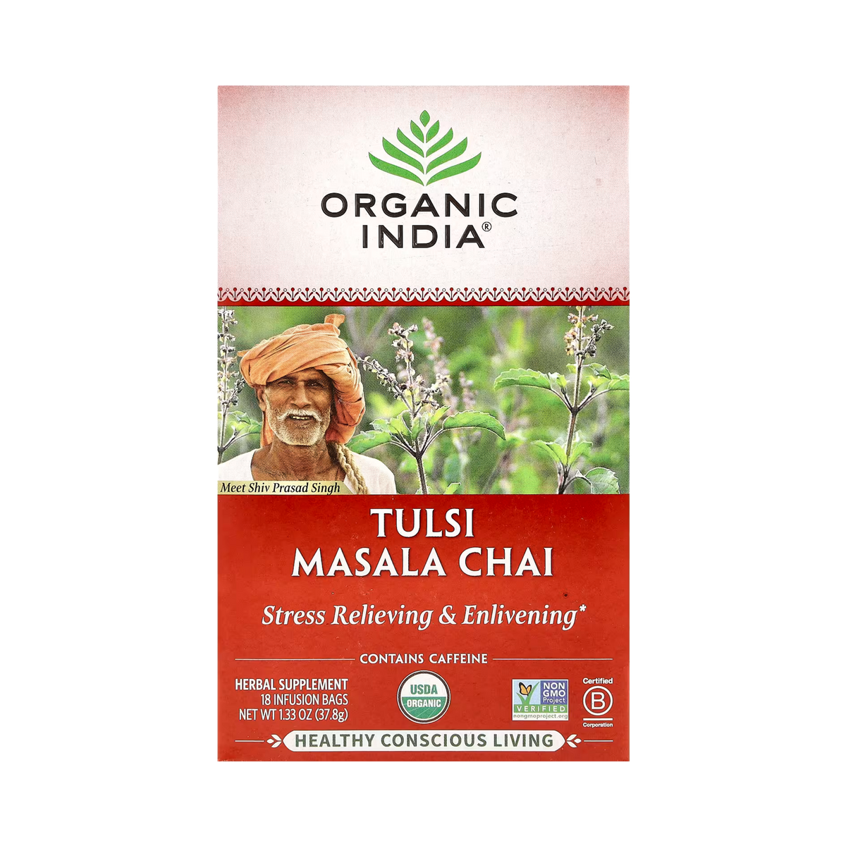 Organic India, Tulsi Tea, Masala Chai, 18 Infusion Bags, 1.33 Oz