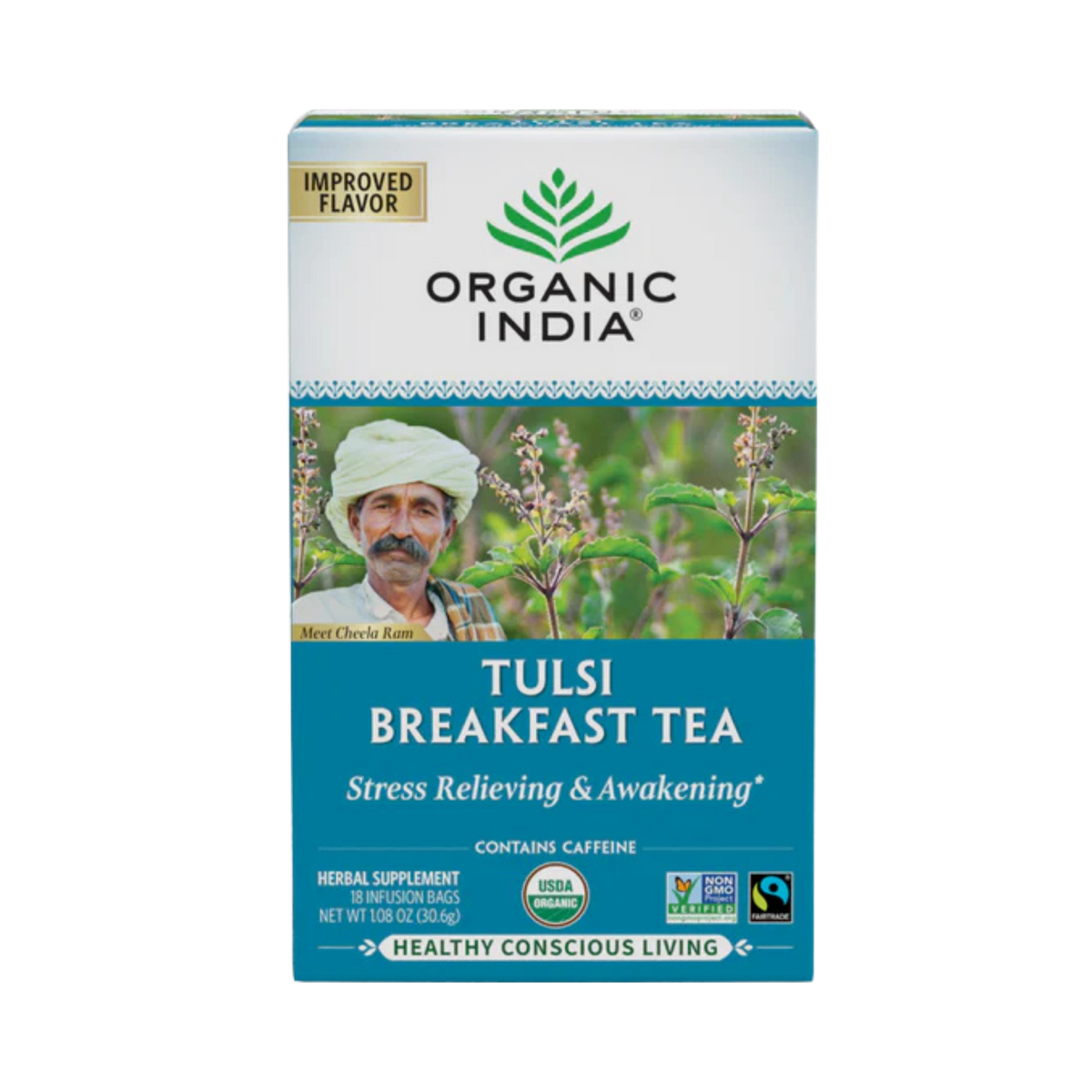 Organic India, Tulsi Tea, Breakfast, 18 Infusion Bags, 1.08 Oz