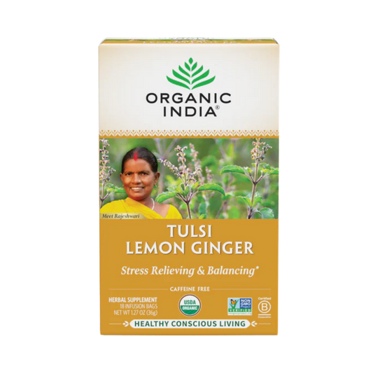Organic India, Tulsi Tea, Lemon Ginger, Caffeine-Free, 18 Infusion Bags, 1.27 Oz