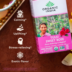 Organic India, Tulsi Sweet Rose, Caffeine-Free, 3.5 Oz