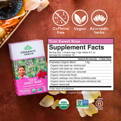 Organic India, Tulsi Sweet Rose, Caffeine-Free, 3.5 Oz