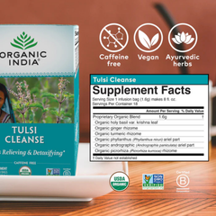 Organic India, Tulsi Cleanse Tea, Caffeine-Free, 18 Infusion Bags, 1.02 Oz