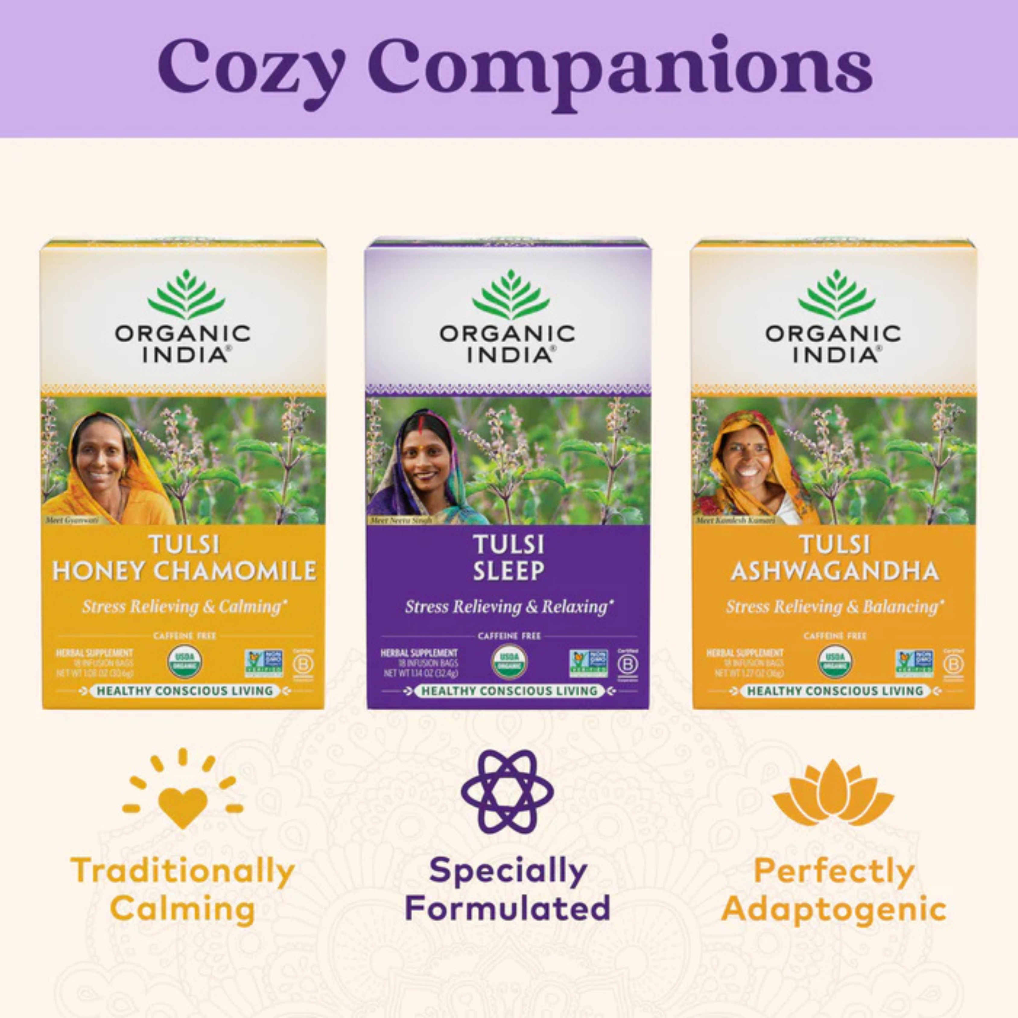 Organic India, Tulsi Tea, Sleep, Caffeine Free, 18 Infusion Bags, 1.14 Oz