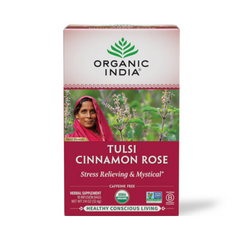 Organic India, Tulsi Tea, Cinnamon Rose, Caffeine-Free, 18 Infusion Bags, 1.14 Oz