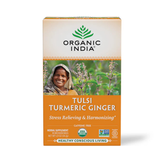 Organic India, Tulsi Tea, Turmeric Ginger, Caffeine-Free, 18 Infusion Bags, 1.2 Oz