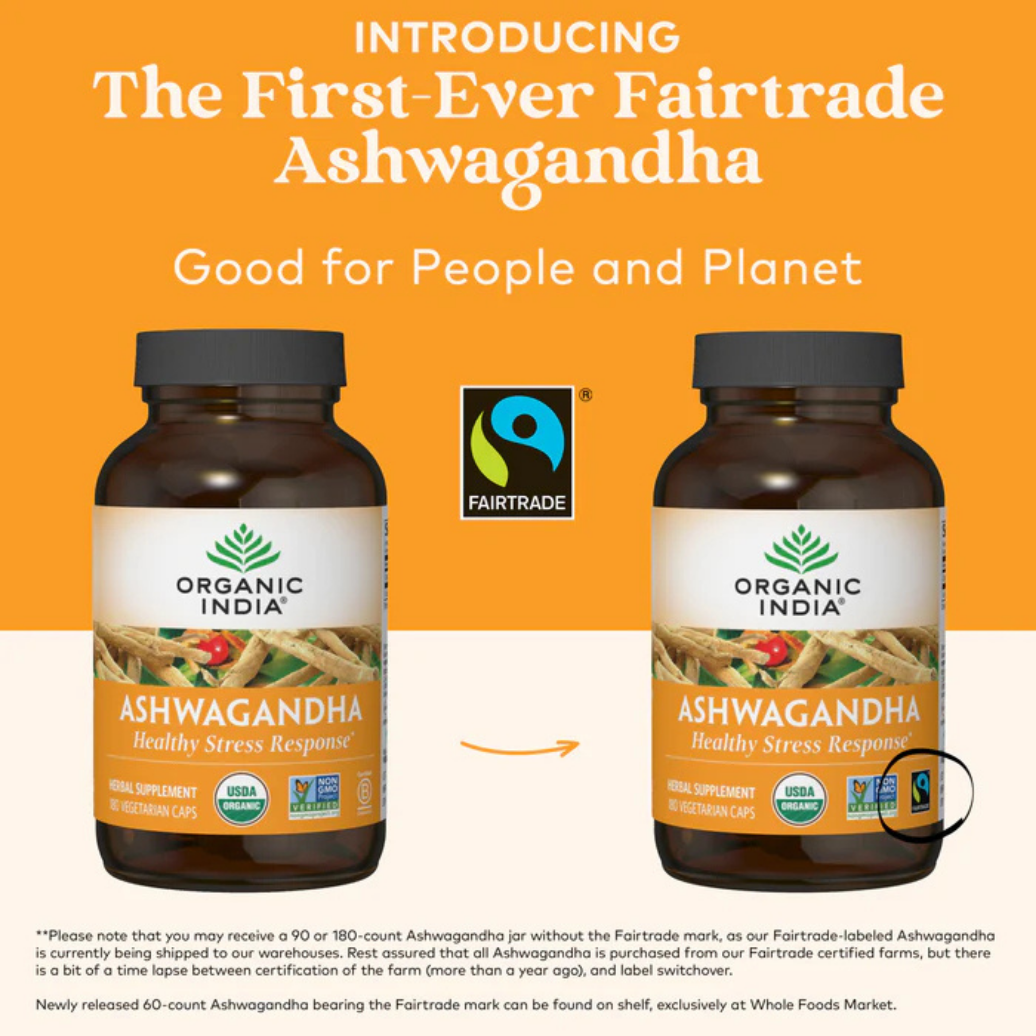 Organic India, Ashwagandha, 800 Mg, 180 Vegetarian Caps