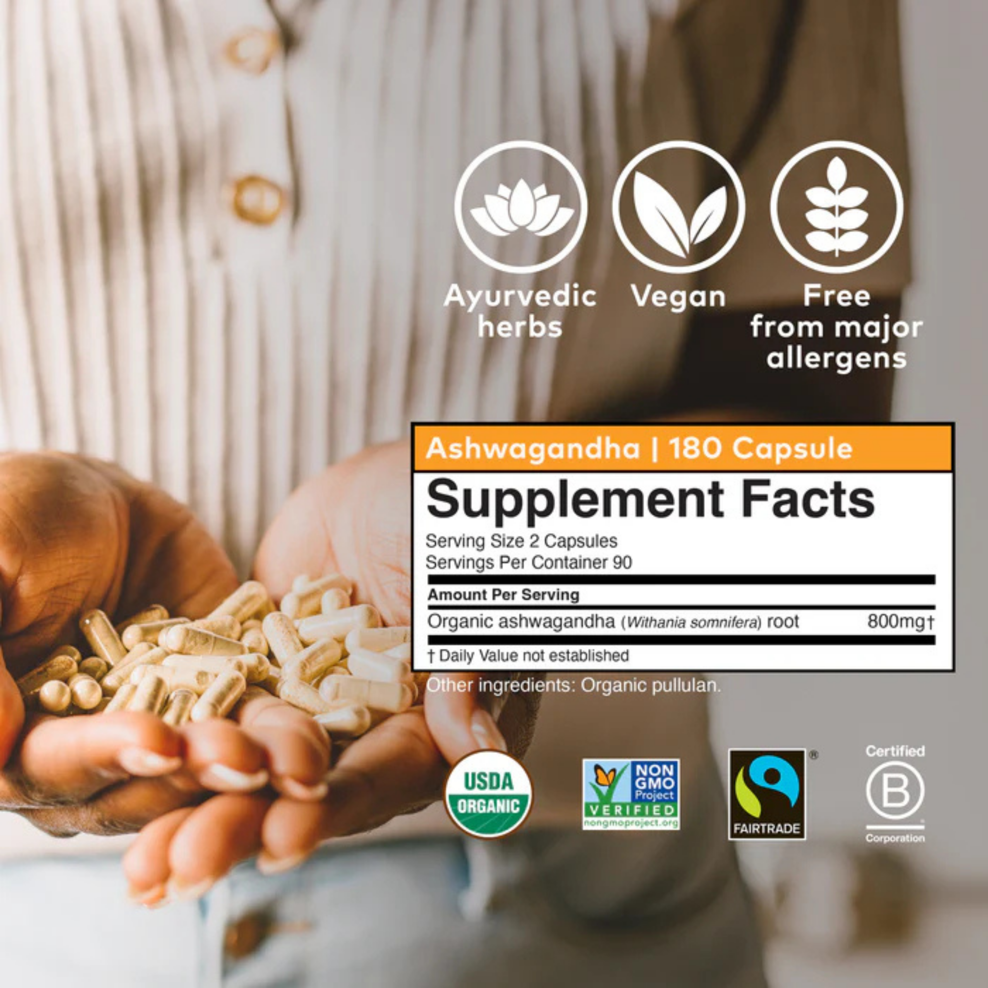 Organic India, Ashwagandha, 800 Mg, 180 Vegetarian Caps
