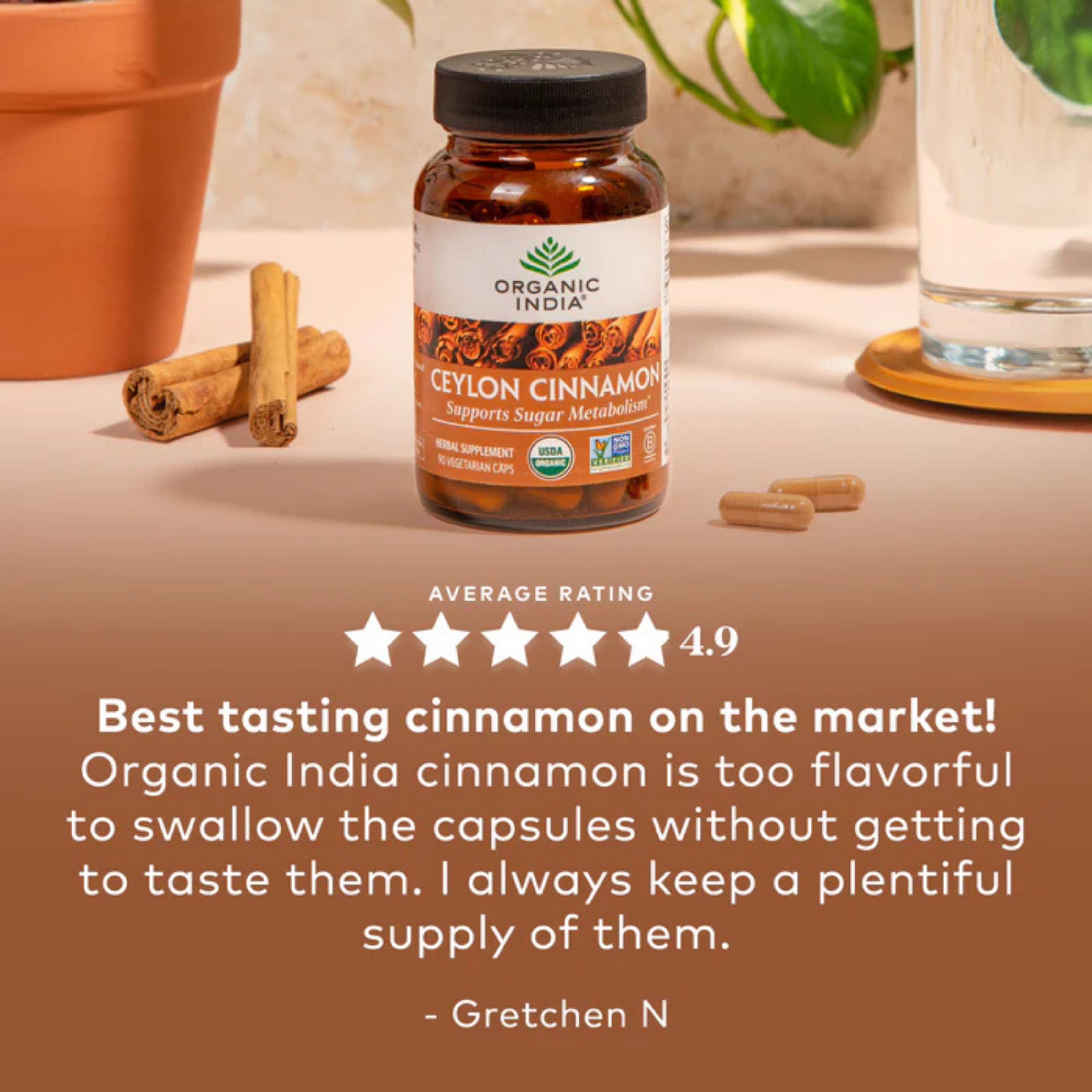 Organic India, Ceylon Cinnamon, 650 Mg, 90 Vegetarian Caps