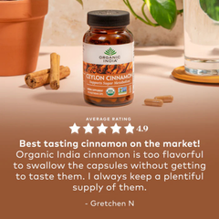 Organic India, Ceylon Cinnamon, 650 Mg, 90 Vegetarian Caps