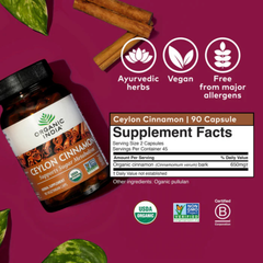 Organic India, Ceylon Cinnamon, 650 Mg, 90 Vegetarian Caps