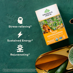 Organic India, Tulsi Tea, Ashwagandha, Caffeine Free, 18 Infusion Bags, 1.27 Oz