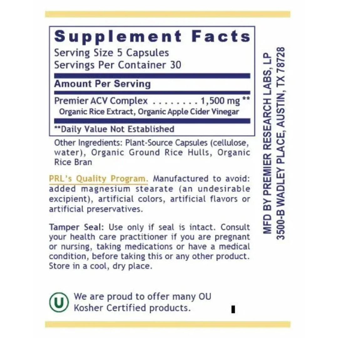 Premier Research Labs, Premier, Apple Cider Vinegar, 150 Plant-Source Capsules