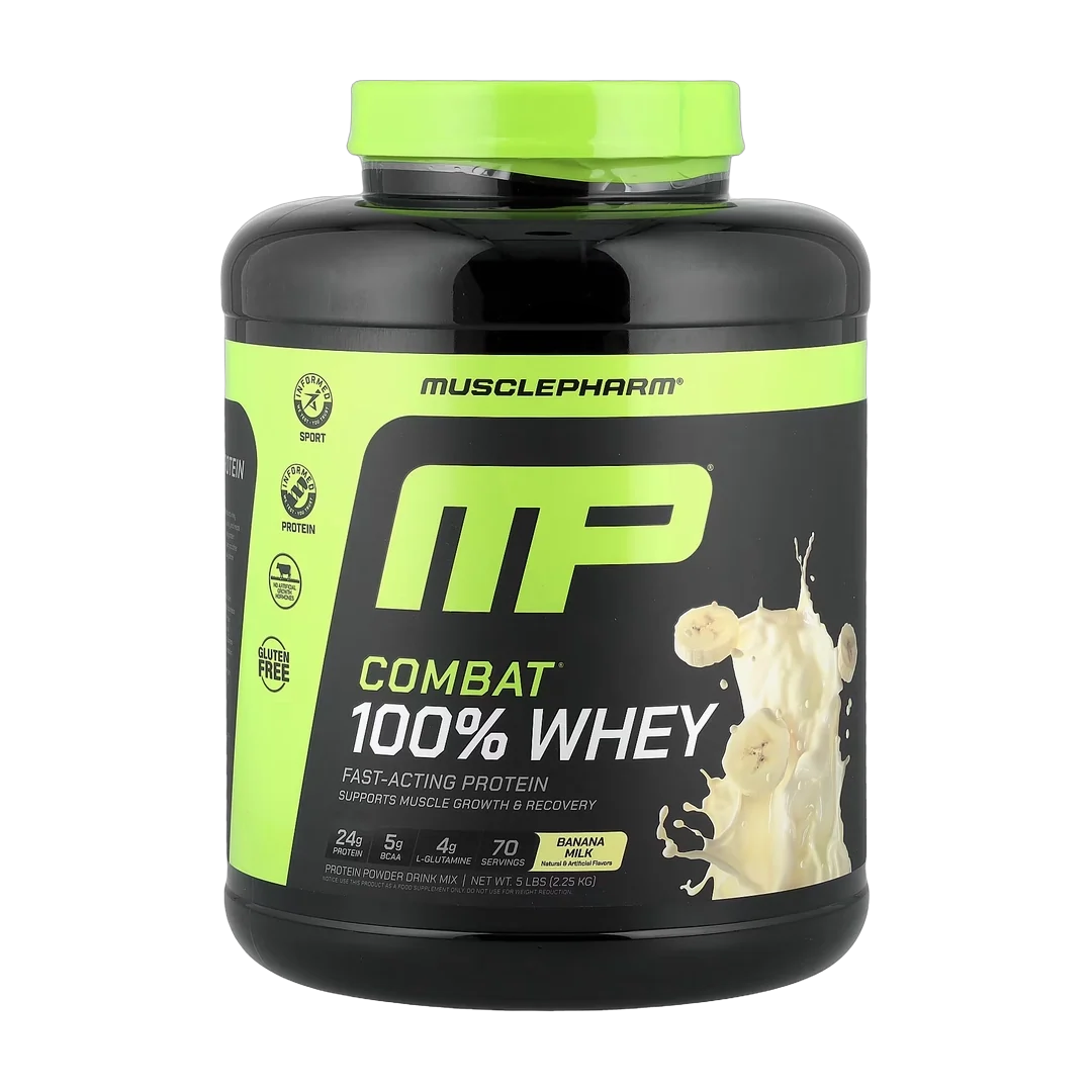 MusclePharm, Combat 100% Whey Protein Powder, Banana Milk, 5 lbs (2.25 kg)