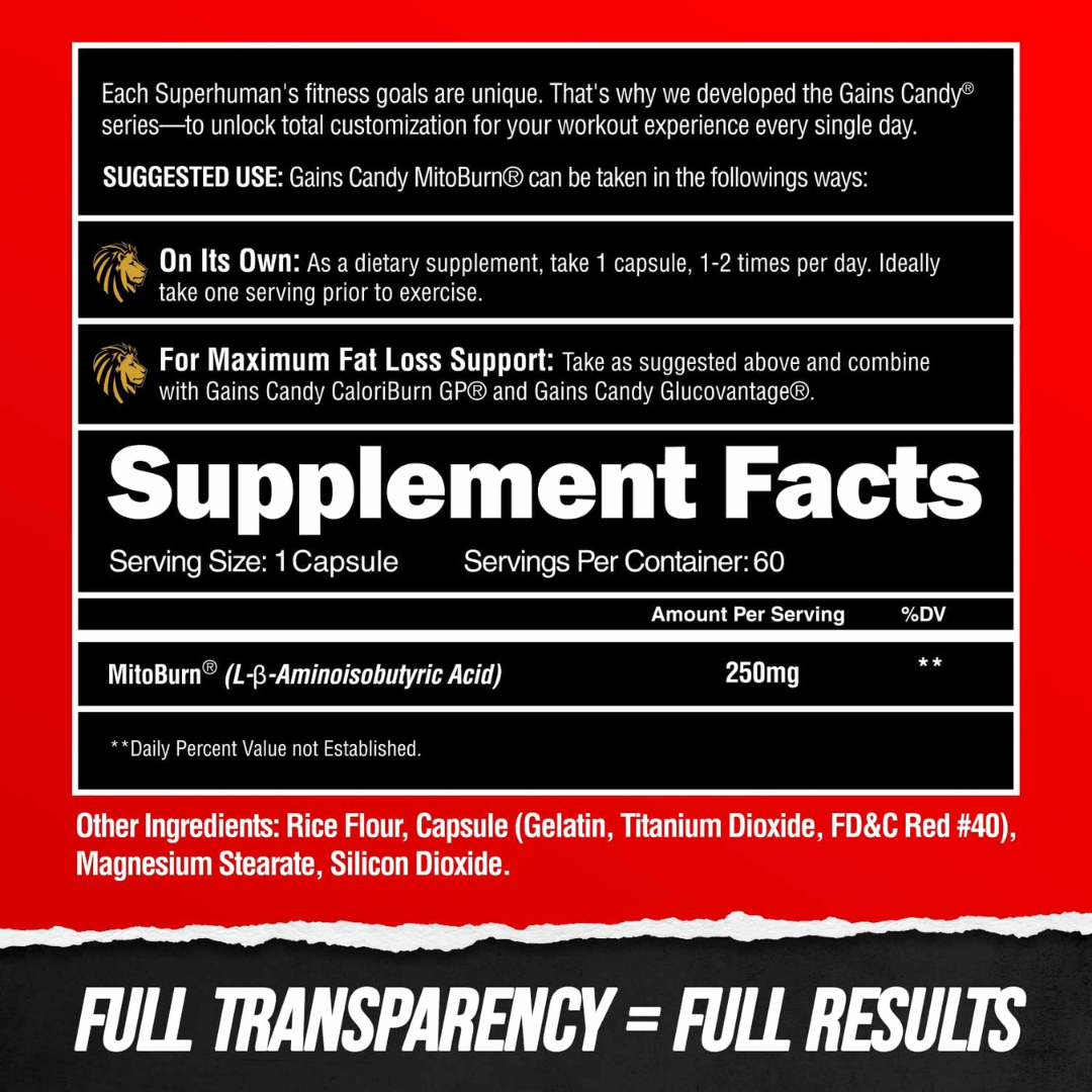 ALPHA LION, Gains Candy, MitoBurn®, 60 Capsules