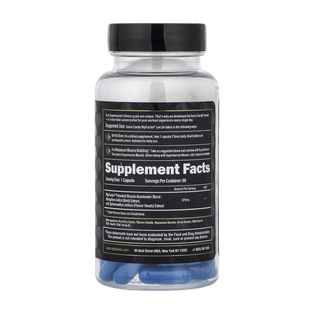ALPHA LION, Gains Candy, RipFactor®, 60 Capsules (325 mg per Capsule)