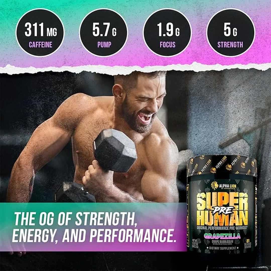 ALPHA LION, Superhuman Pre Workout Powder, Grapezilla, 12.07 oz (342.6 g)