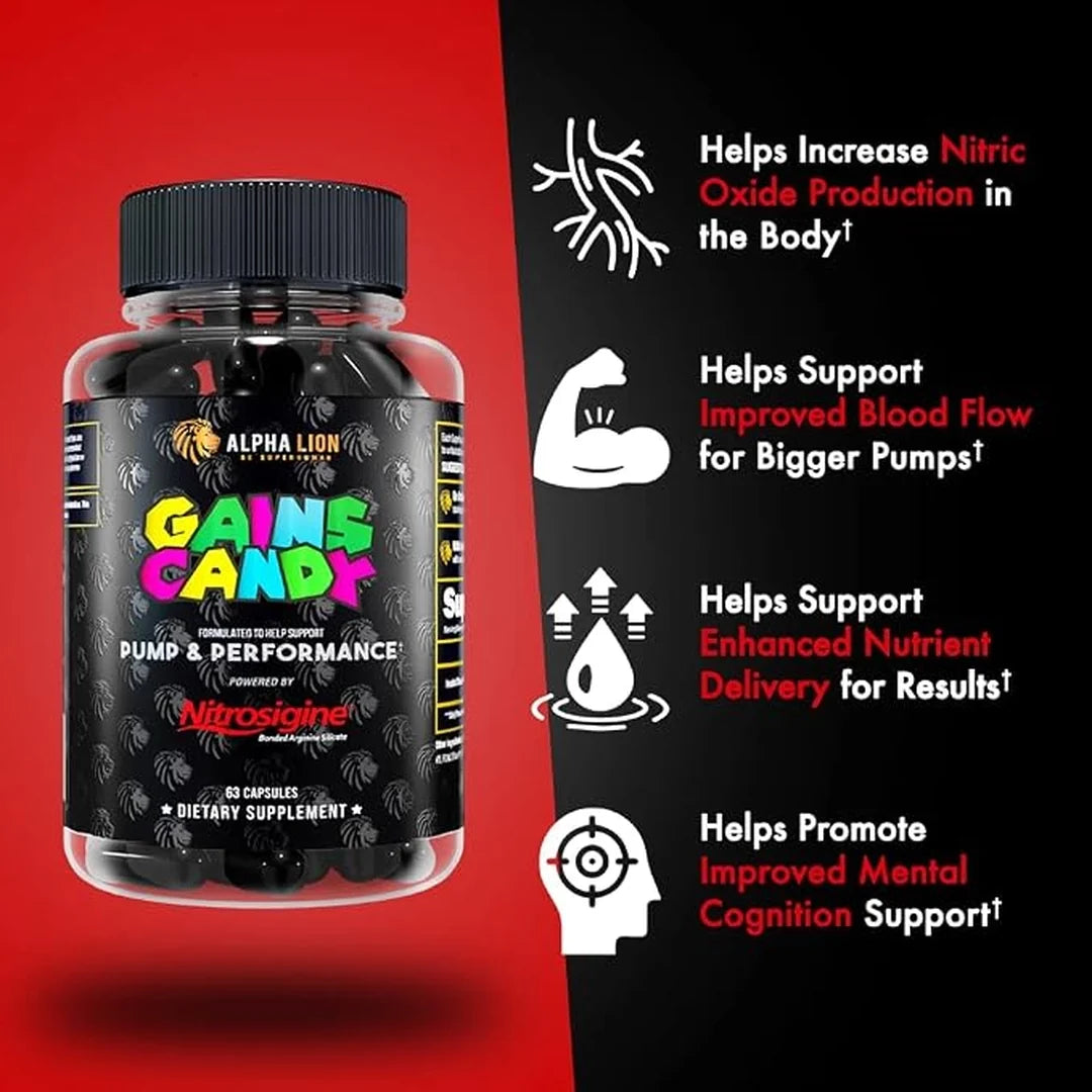 ALPHA LION, Gains Candy, 63 Capsules