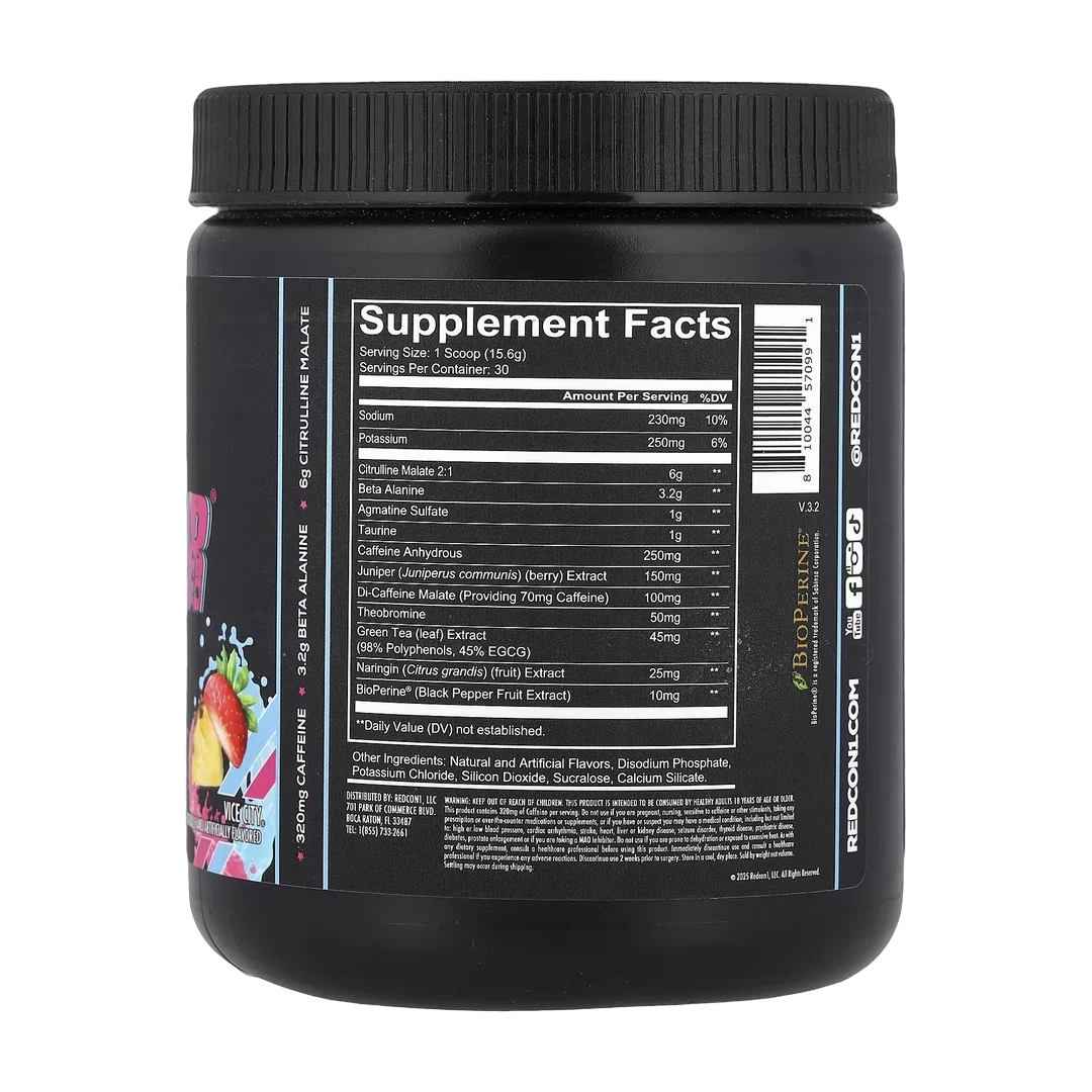 Redcon1, Total War®, Pre-Workout, Vice City Strawberry Pina Colada, 15.98 oz (453 g)