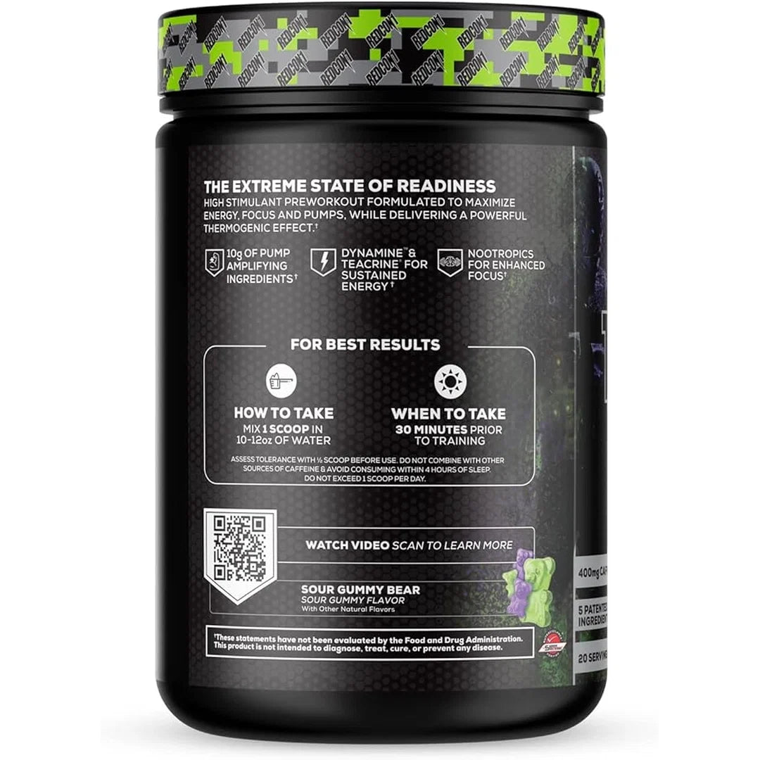 Redcon1, Total War Black Ops Extreme Preworkout, Sour Gummy Bear, 13.55 OZ (384 g)