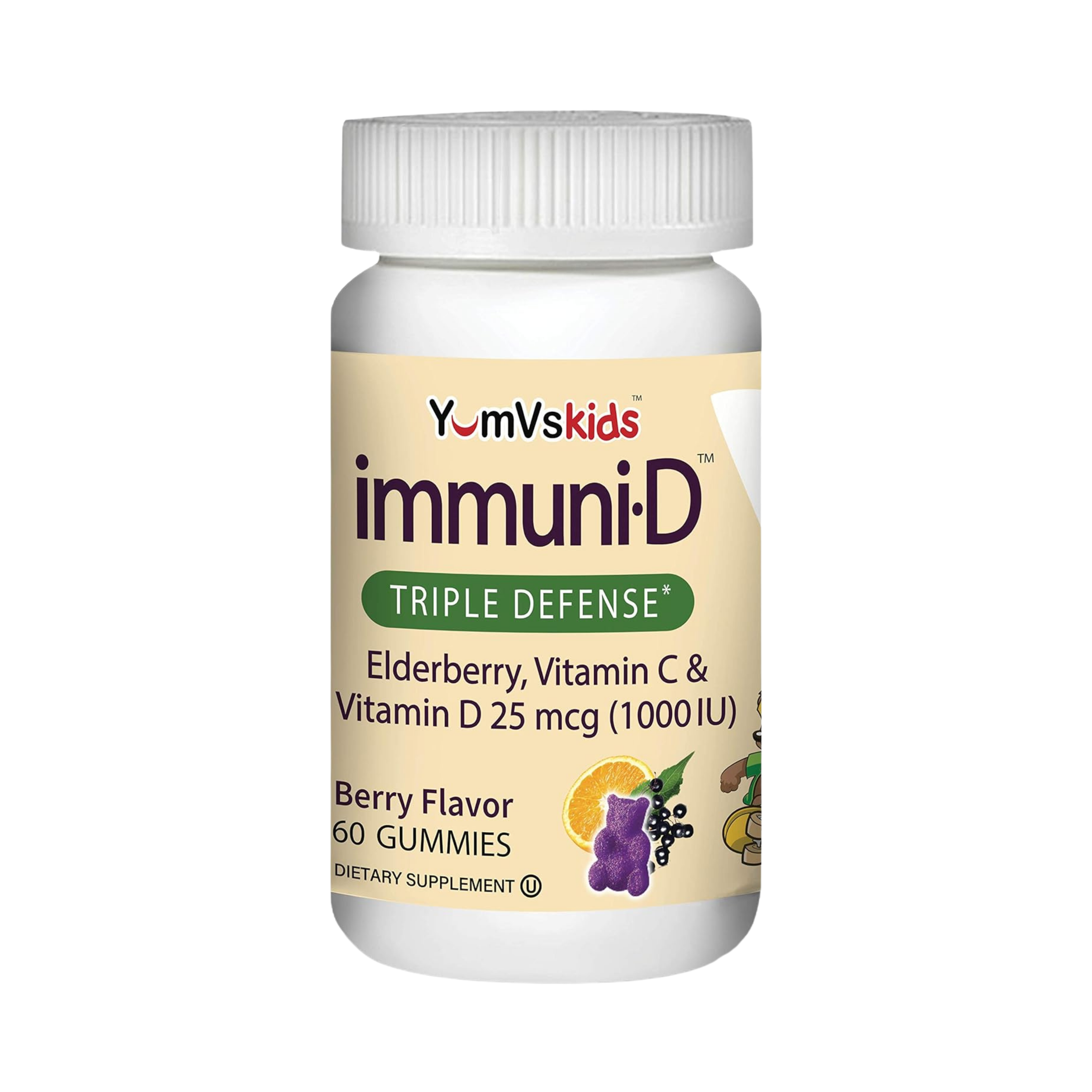 YumVs, Kid's Immuni-D, Elderberry, Vitamin C & Vitamin D, Berry Flavor, 60 Gummies