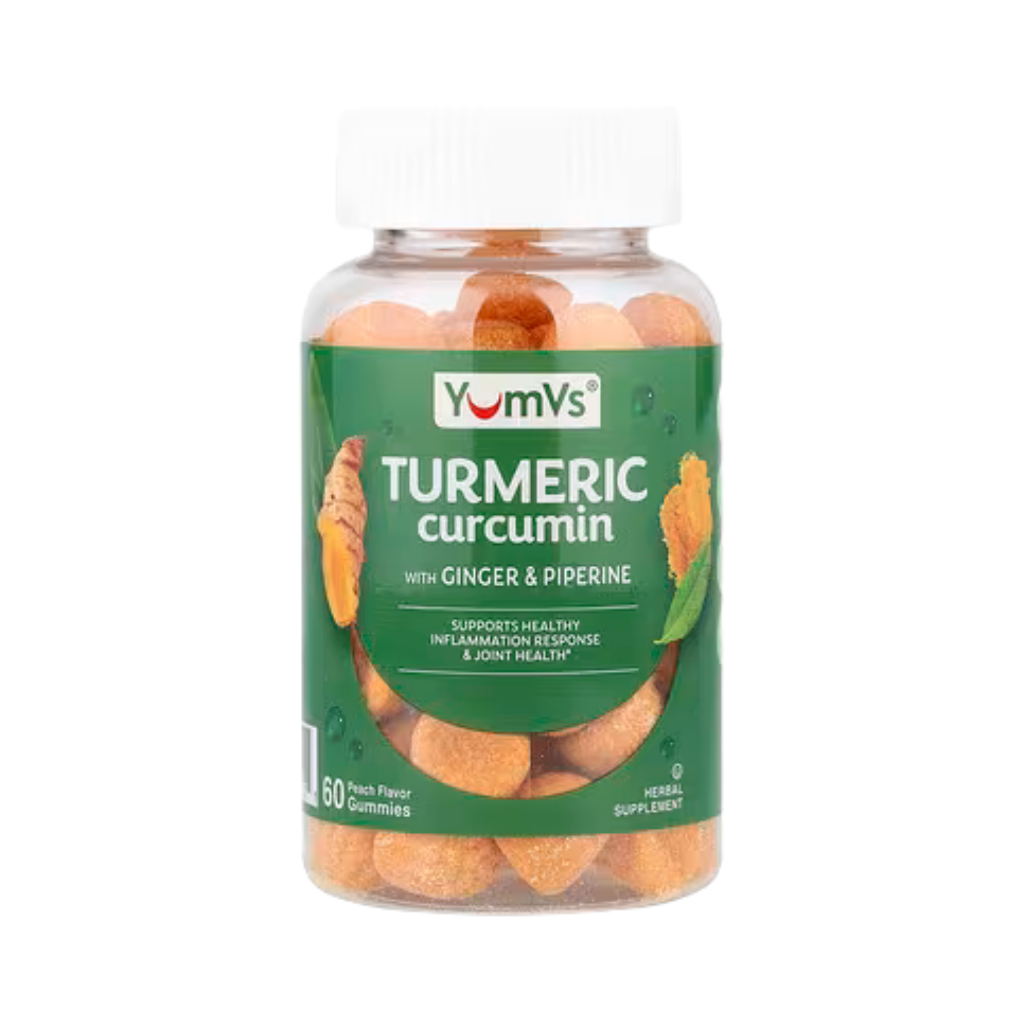 YumVs, Turmeric Curcumin With Ginger & Piperine, Peach Flavor, 60 Gummies