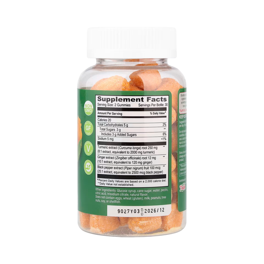 YumVs, Turmeric Curcumin With Ginger & Piperine, Peach Flavor, 60 Gummies