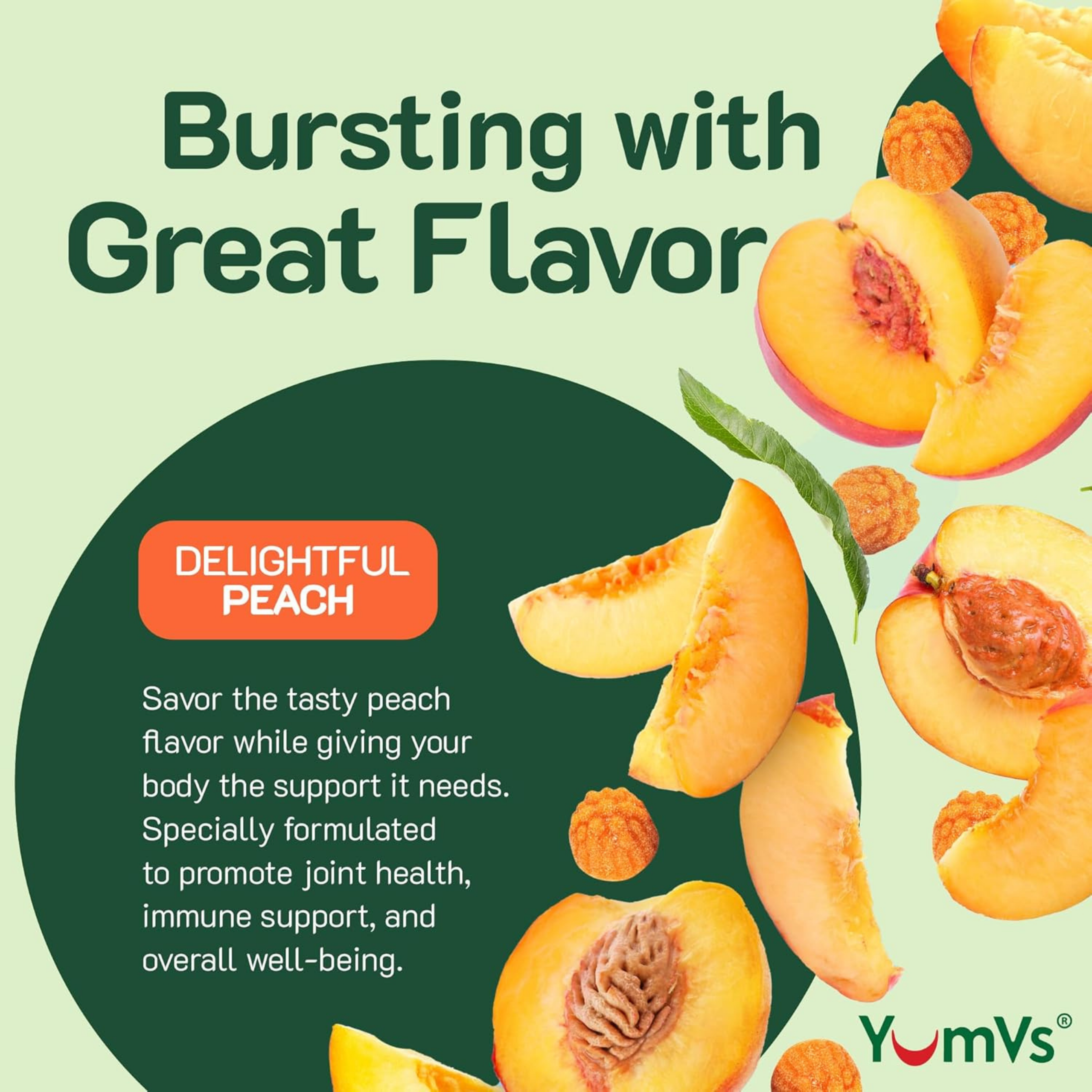 YumVs, Turmeric Curcumin With Ginger & Piperine, Peach Flavor, 60 Gummies