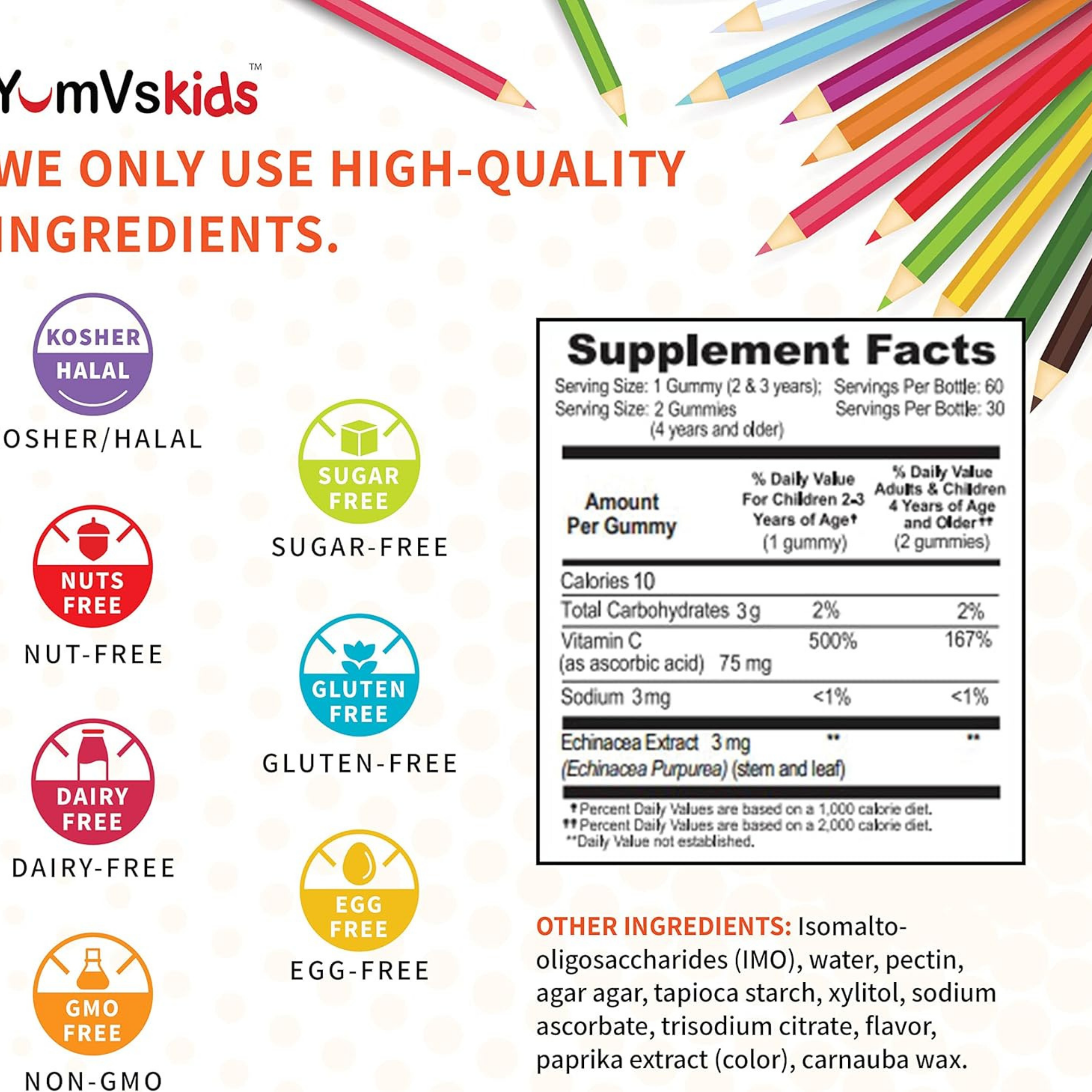 YumVs, Vitamin C ZERO, Orange Flavor, 60 Gummies