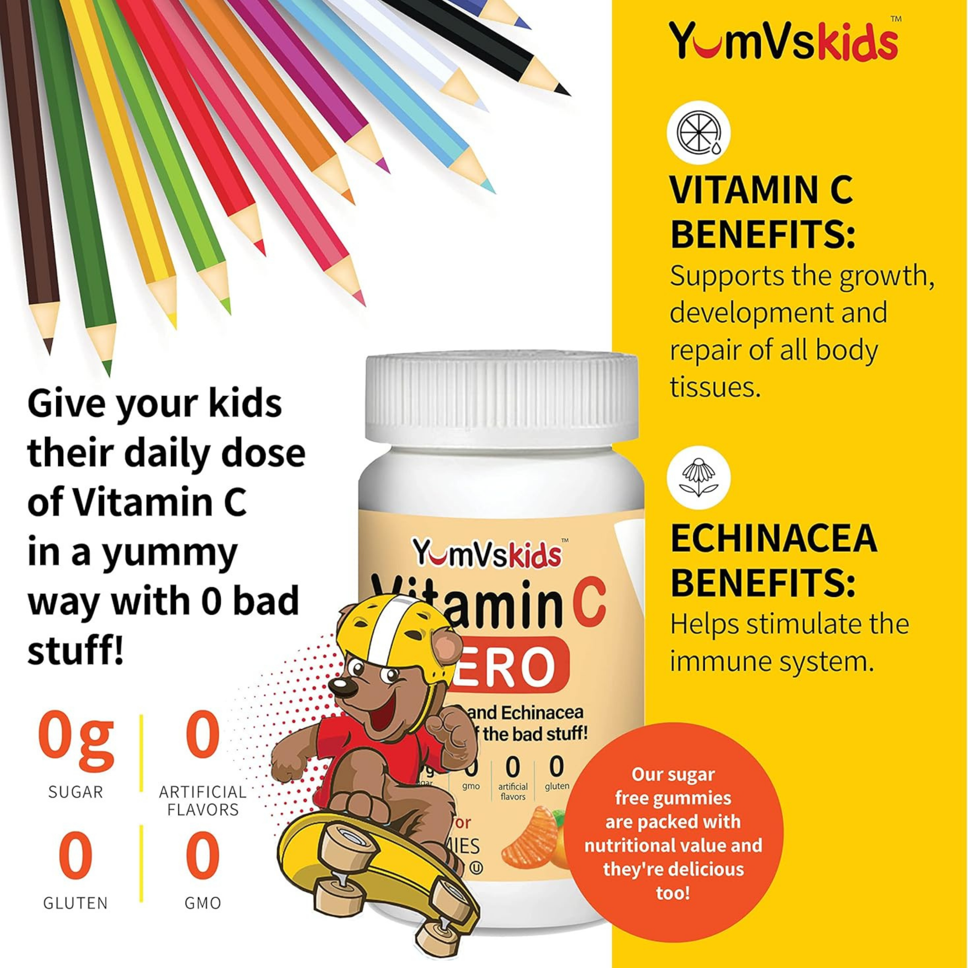 YumVs, Vitamin C ZERO, Orange Flavor, 60 Gummies