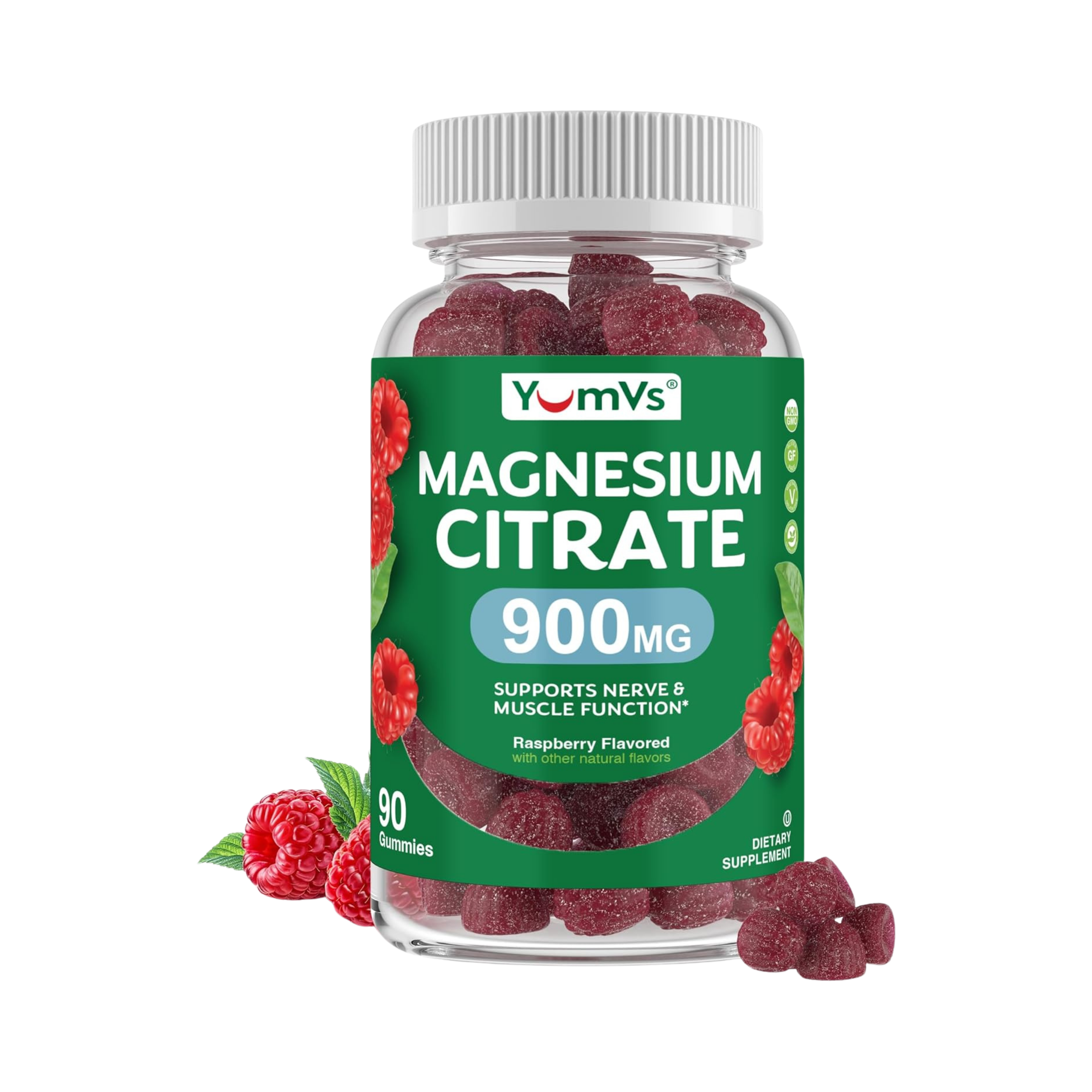 YumVs, Magnesium Citrate, Raspberry Flavor, 900mg, 90 Gummies