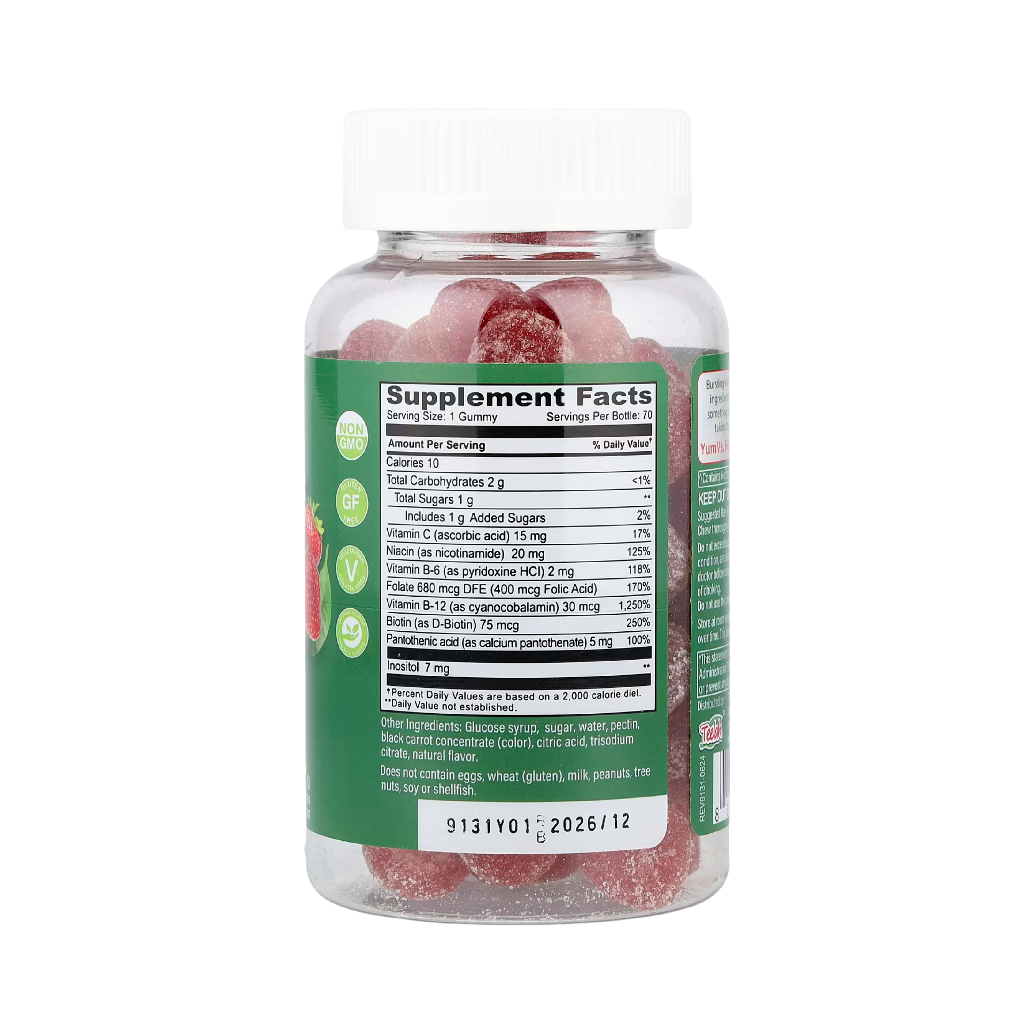 YumVs, B Complex With Vitamin C Gummies, Strawberry Flavor, 70 Gummies