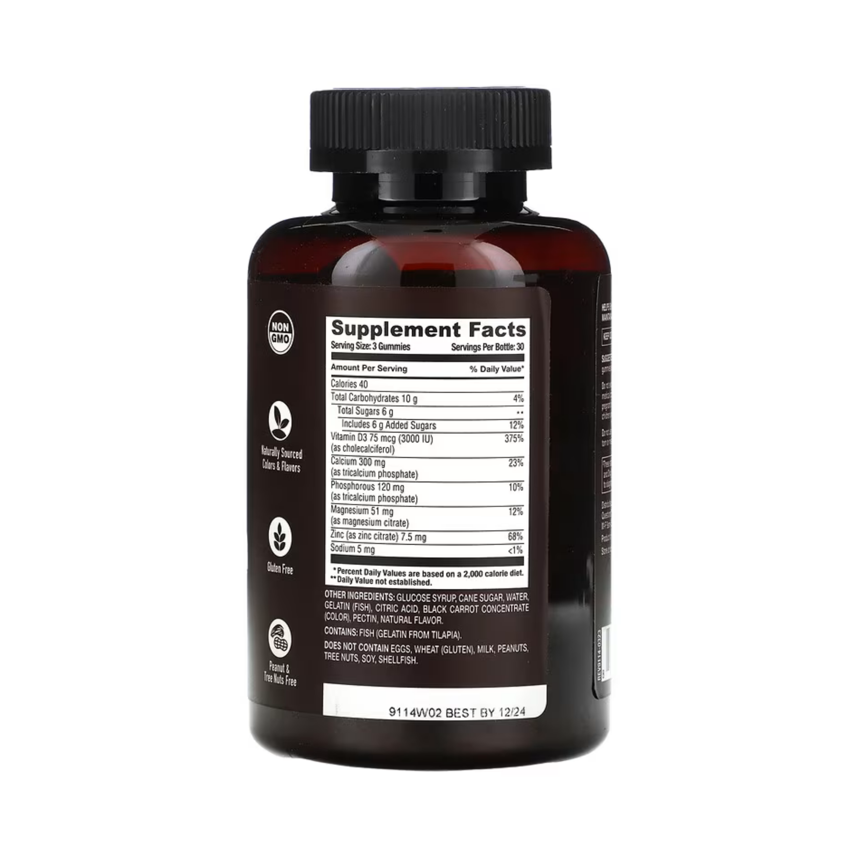 YumVs, Strong Earth Gummies, Calcium, Magnesium & Zinc + Vitamin D, Raspberry, 90 Gummies