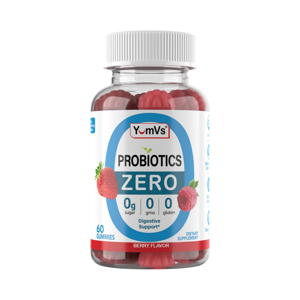 YumVs, Probiotics ZERO, Berry Flavor, 60 Gummies