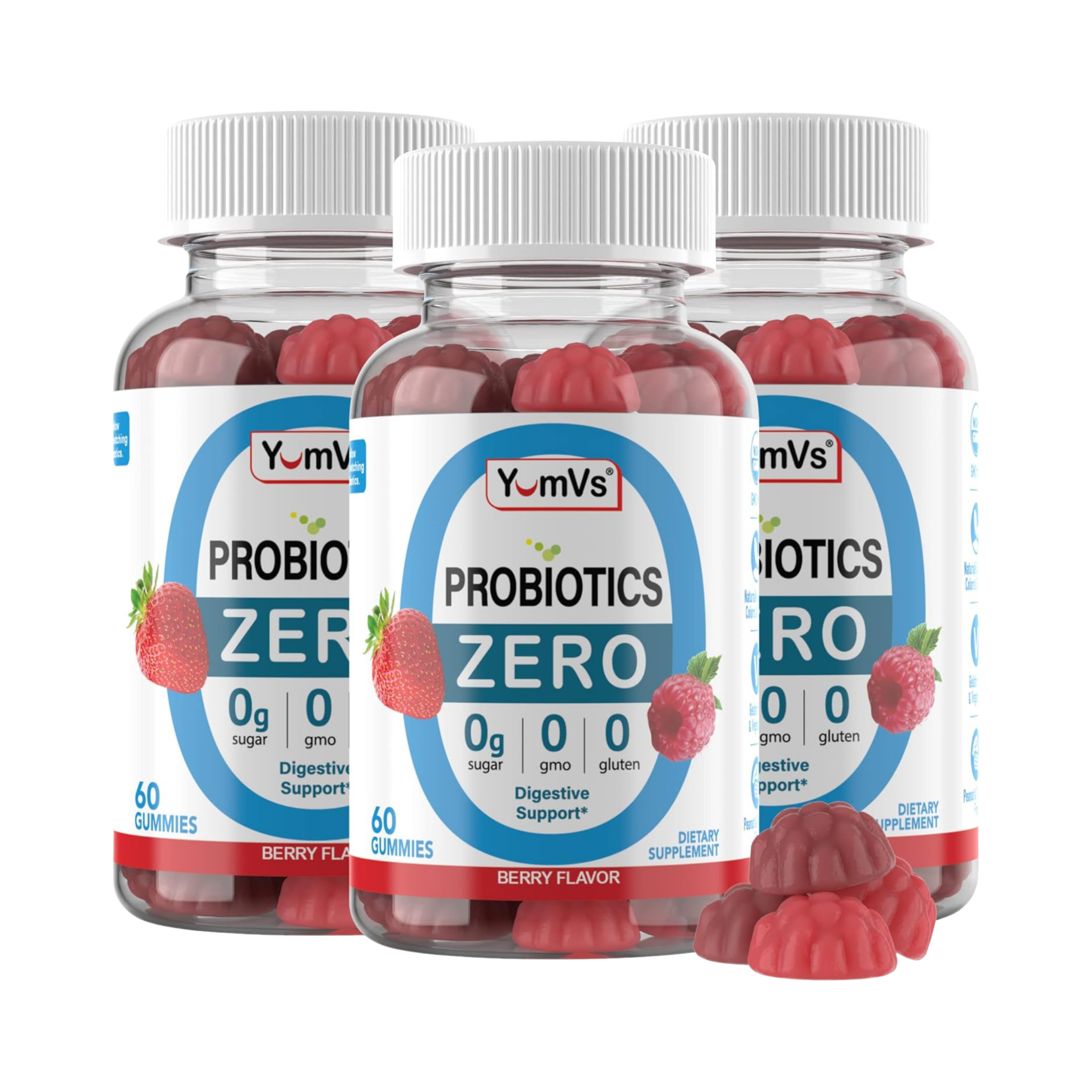 YumVs, Probiotics ZERO, Berry Flavor, 60 Gummies