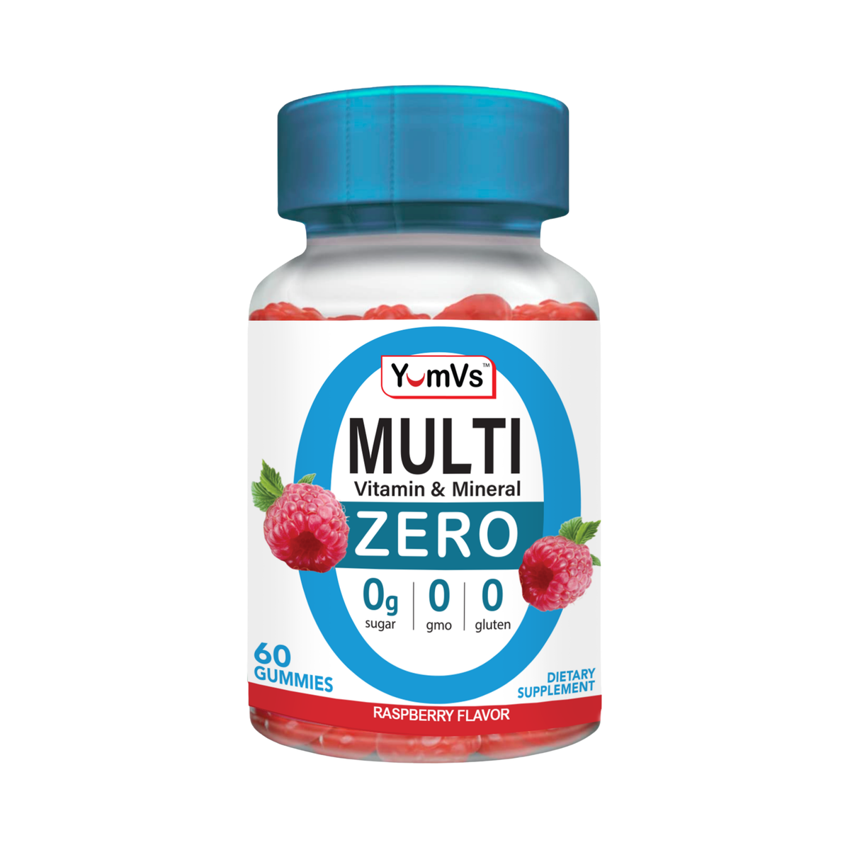YumVs, Multi Vitamin & Mineral ZERO, Rapsberry Flavor, 60 Gummies