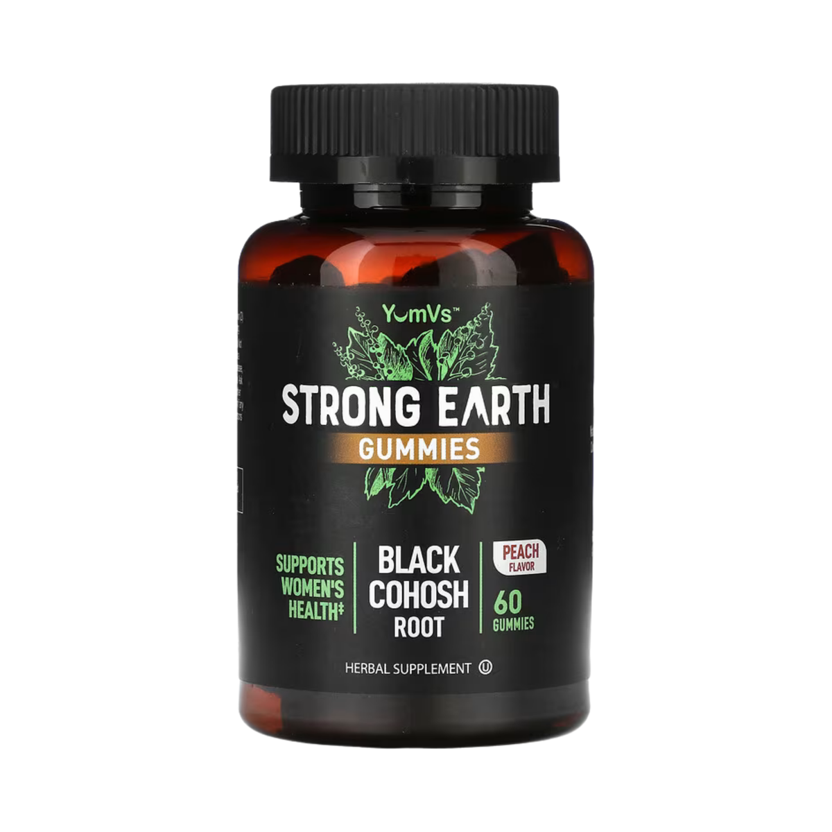YumVs, Strong Earth Gummies, Black Cohosh Root, Peach, 60 Gummies