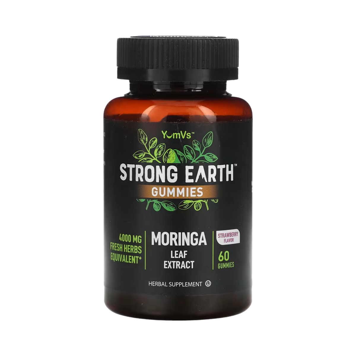 YumVs, Strong Earth Gummies, Moringa Leaf Extract, Strawberry, 4000 mg, 60 Gummies