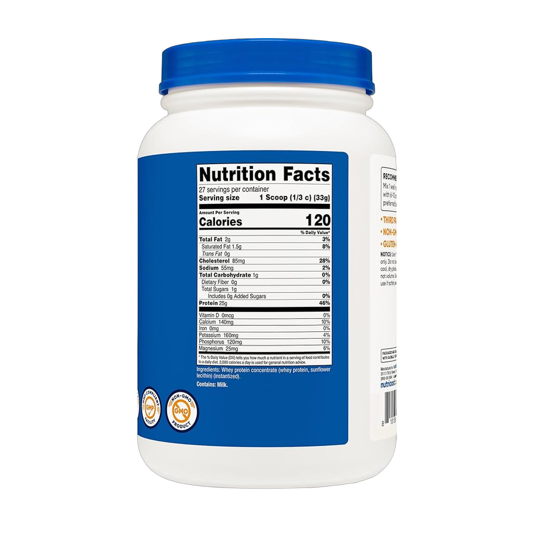 Nutricost, Whey Protein Concentrate, Unflavored, 2 lb