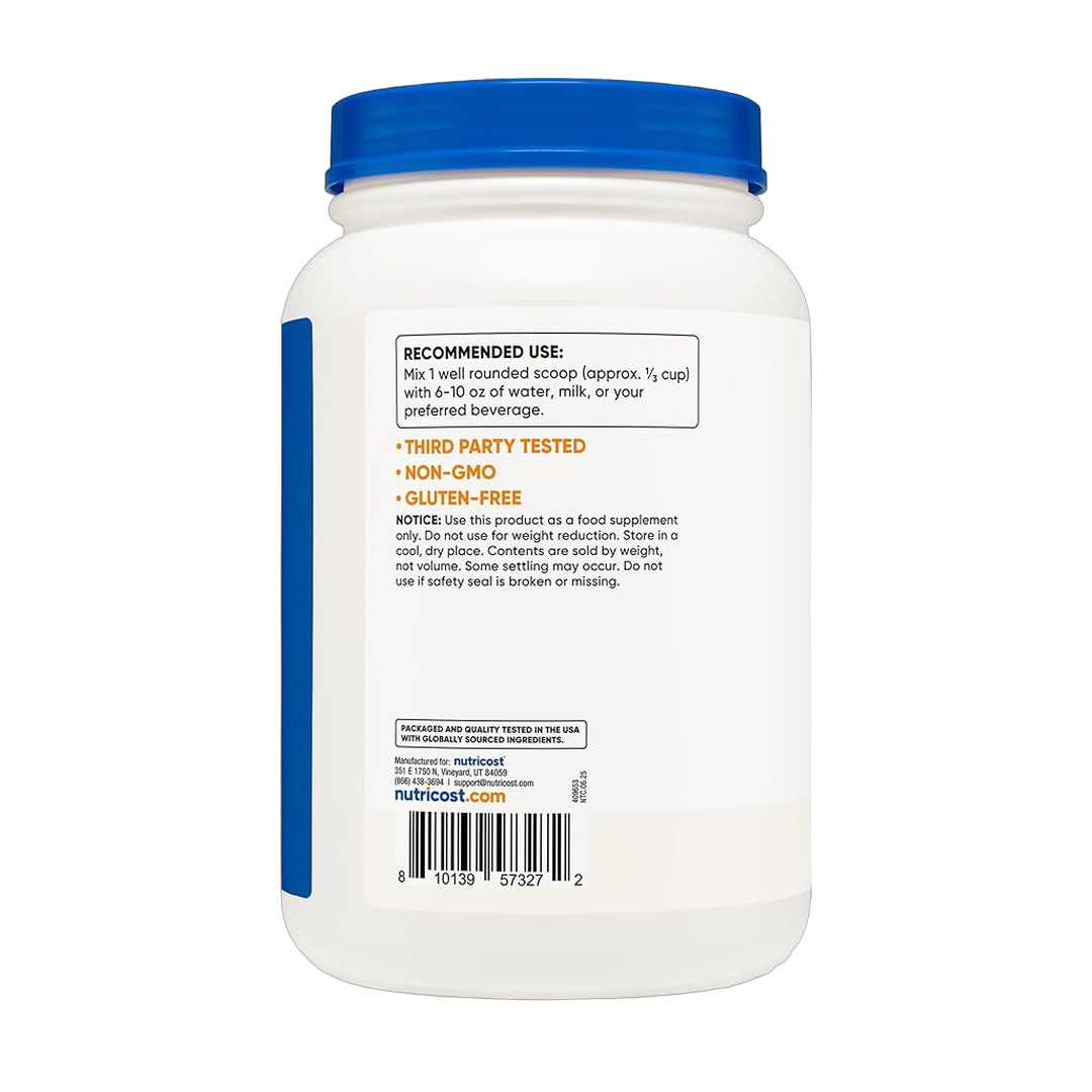 Nutricost, Whey Protein Concentrate, Unflavored, 2 lb