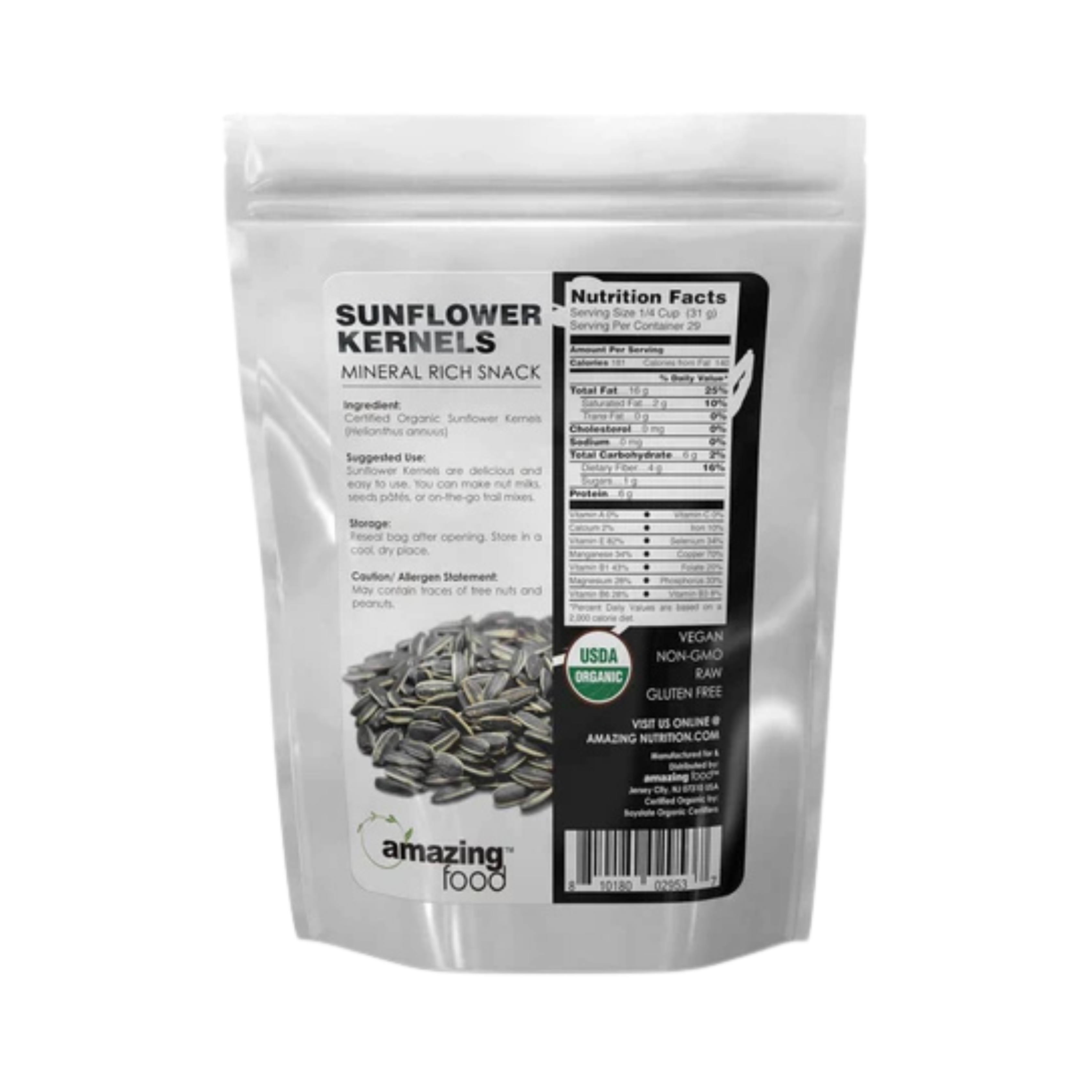 Amazing Food, Sunflower Kernels Seeds, 2 Lb