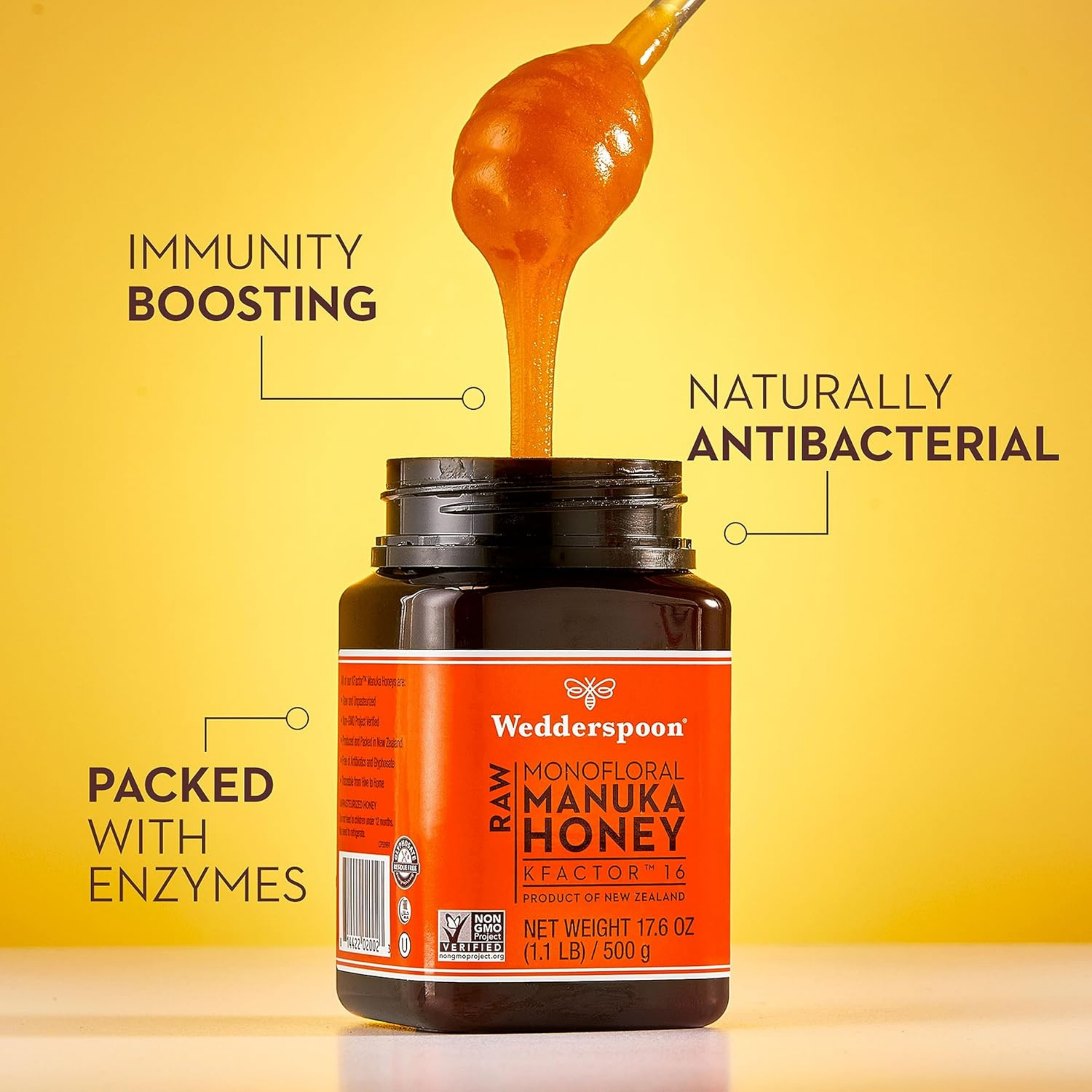 Wedderspoon, Raw Monofloral Manuka Honey, KFactor 16, 8.8 oz, 250 g