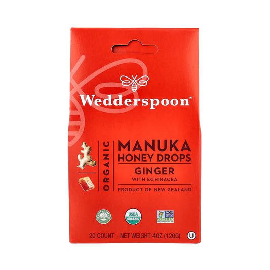 Wedderspoon, Organic Manuka Honey Drops, Ginger with Echinacea, 20 Drops, 4 oz, 120 g