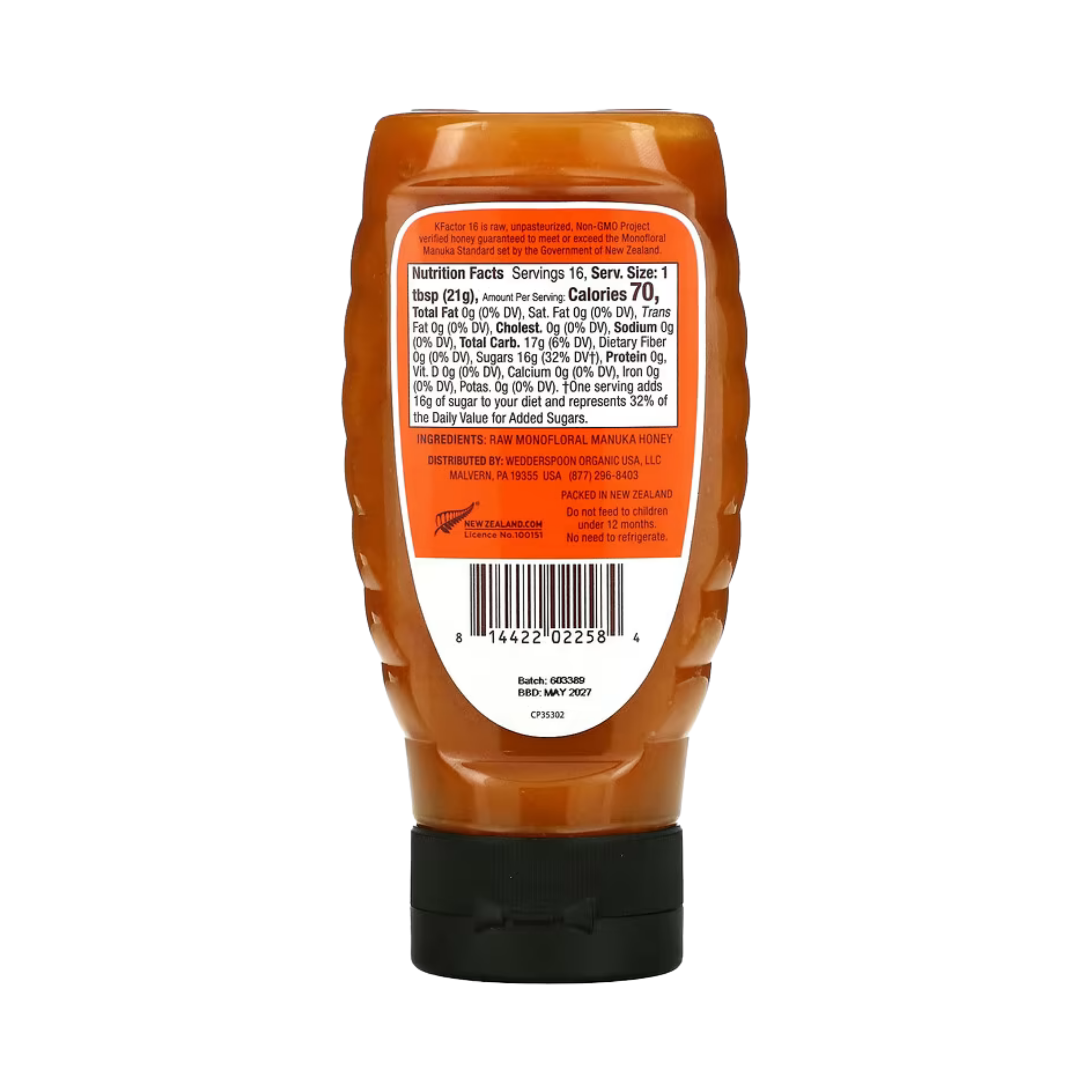 Wedderspoon, Raw Monofloral Manuka Honey, KFactor 16, 12 oz, 340 g